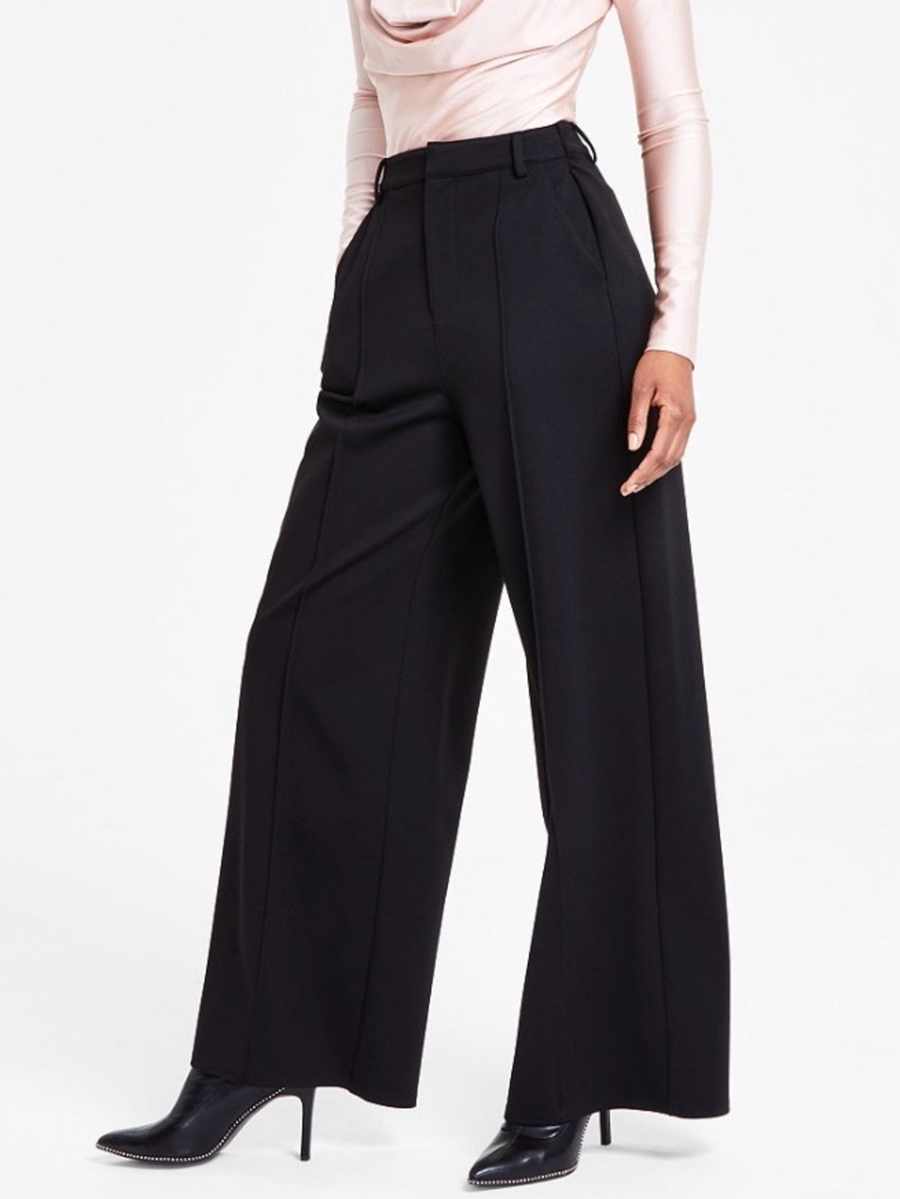 Wide-Leg Black High-Waist Trousers